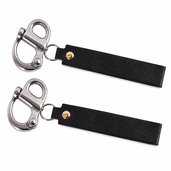 ABPETE 2 Pcs Firefighter Quick Release Shackle with Leather Pull Handle, 316 Stainless Steel Fixed Snap Clip for Sailing Rigging, Boat Buckle and Marine Gear