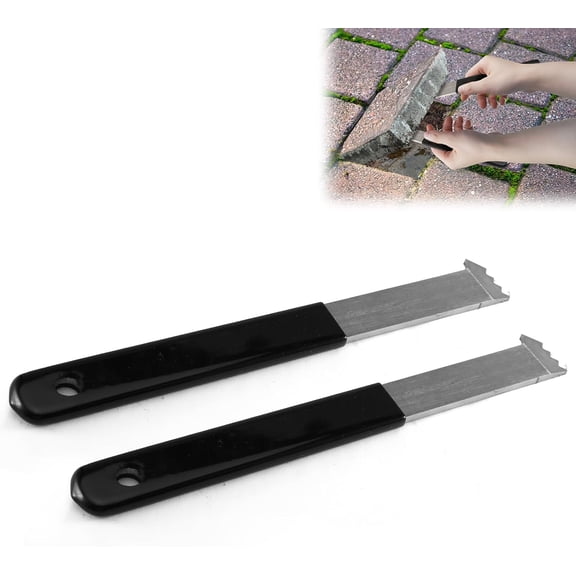 ABPETE 2 Pcs Paver Removal Tool Set with Double Joint Scraper, Micro-Tooth Groove & Non-Slip Rubber Handle - Perfect for Lawn,Garden,Brick,Patio, Block & Paver Replacement.