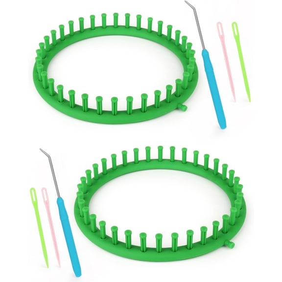 ABPETE 2 Pcs Round Knitting Looms Set, 36 Pegs Knitting Loom Simple for Beginner, 24 cm Diameter Plastic Loom Knitting, Small Round Loom Knitting Set for Home DIY, Teaching, Learning