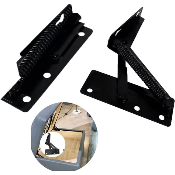ABPETE[2 Pieces] 80 Degree Foldable Lift Bracket, Black Spring Hinge, widely Used for Sofa Lifters, Furniture Storage Support Hinges