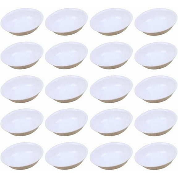 ABPETE 20PCS Dipping Sauce Bowls Round, Soy Sauce Bowls Set White Dishes Plastic Soy Dish Condiment Dipping Side Dishes for Restaurant