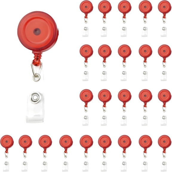 ABPETE 25 Pack Retractable Badge Reel, Heavy Duty ID Card Holder with 360° Swivel Clip, Perfect for Office, School, Hospital (Dark Blue)