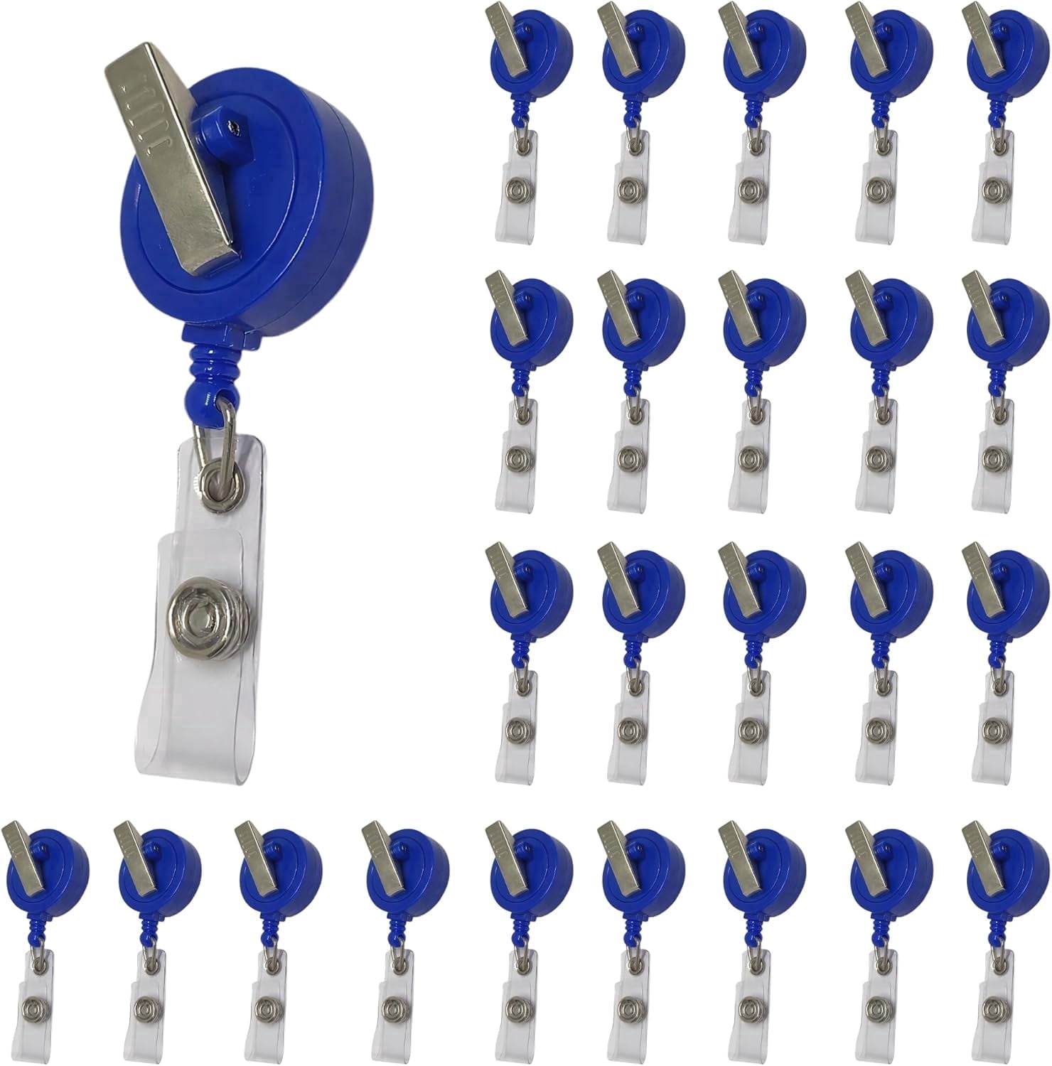 ABPETE 25 Pack Retractable Badge Reel, Heavy Duty ID Card Holder with 360° Swivel Clip, Perfect for Office, School, Hospital (Dark Blue)