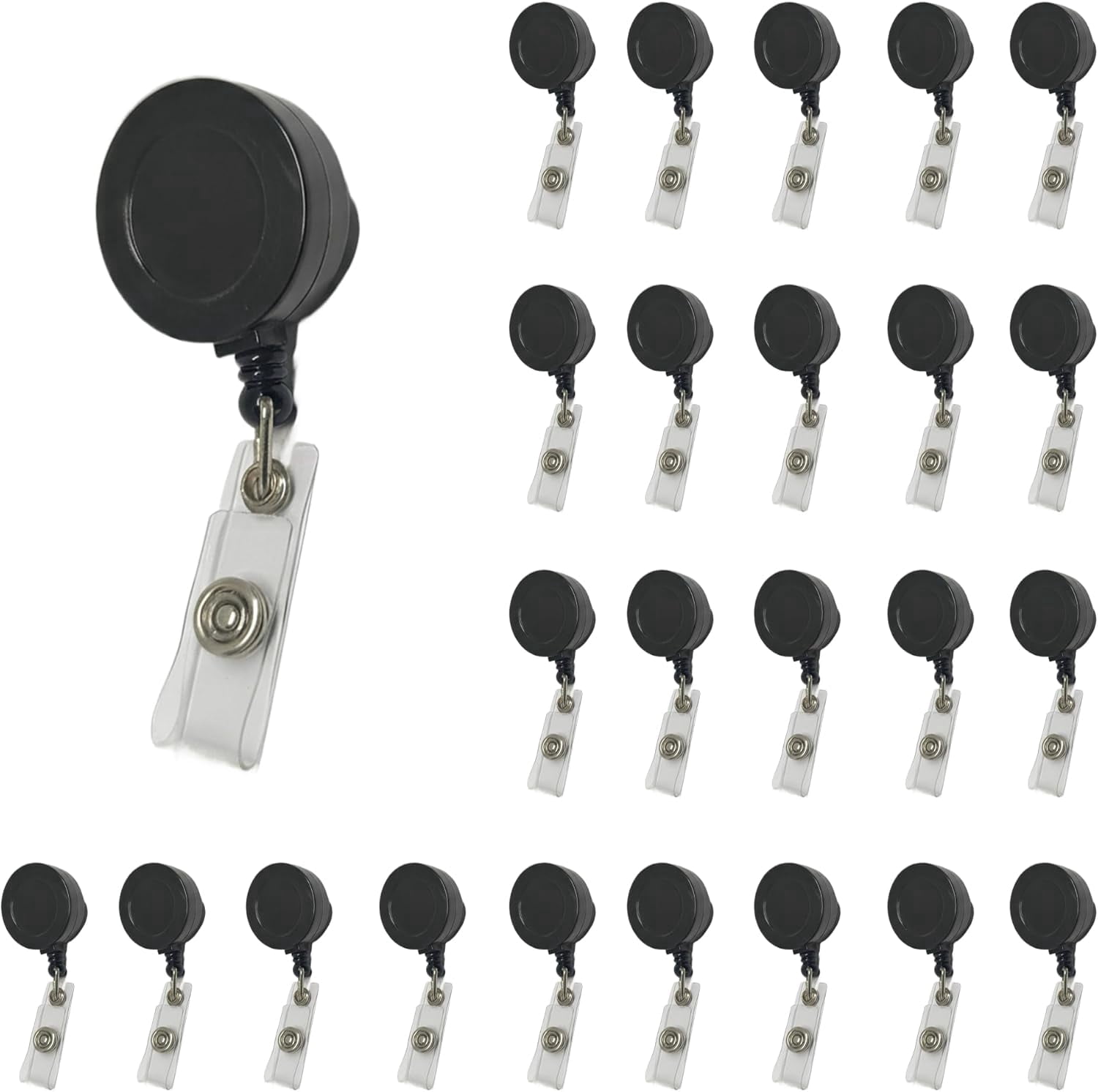 ABPETE 25 Pack Retractable Badge Reel, Heavy Duty ID Card Holder with 360° Swivel Clip, Perfect for Office, School, Hospital (Dark Blue)