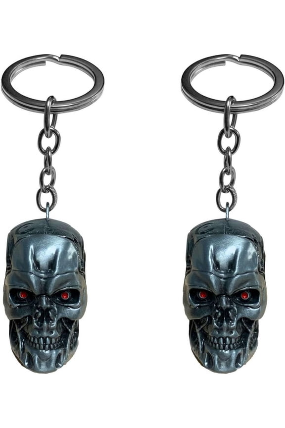 2PCS Keychain the Terminator Skull Metal Keychain Skeleton Key Chain Car Keychain Terminator Keychain Unisex