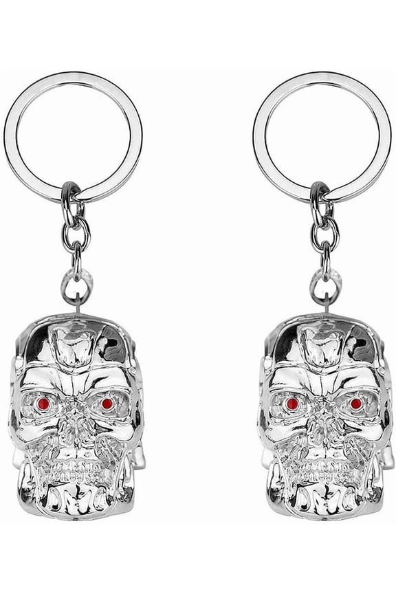 2PCS Keychain the Terminator Skull Metal Keychain Skeleton Key Chain Car Keychain Terminator Keychain Unisex