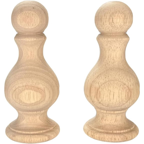 ABPETE 2Pack Decorative Unfinished Wood Finials 5.5" Tall x 2.4" Wide for Bed Post Finials Dowel Finial Flagpole Topper Staircases Wooden DIY Crafts Finials for Home Deoration (Type1-2.4×5.5inch)