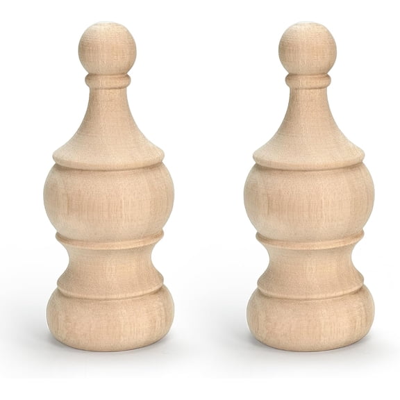 ABPETE 2Pack Decorative Unfinished Wood Finials 5.9" Tall x 2.4" Wide for Bed Post Finials Dowel Finial Flagpole Topper Staircases Wooden DIY Crafts Finials for Home Deoration (Type2)