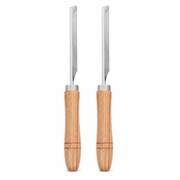 ABPETE 2-Piece Pig Hair Remover Scraper, Stainless Steel Manual Hog Hair Removal Tool with Wood Handle, 9.04-Inch Pork Scraper for Farms and Slaughter Processing