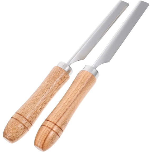 ABPETE 2pcs Stainless Steel Pig Hair Remover Racks with Wood Handle - Manual Pork Hair Scraper for Slaughter Factory and Farm, Fits 4.13 x 0.75in Blades (Blade Not Included)