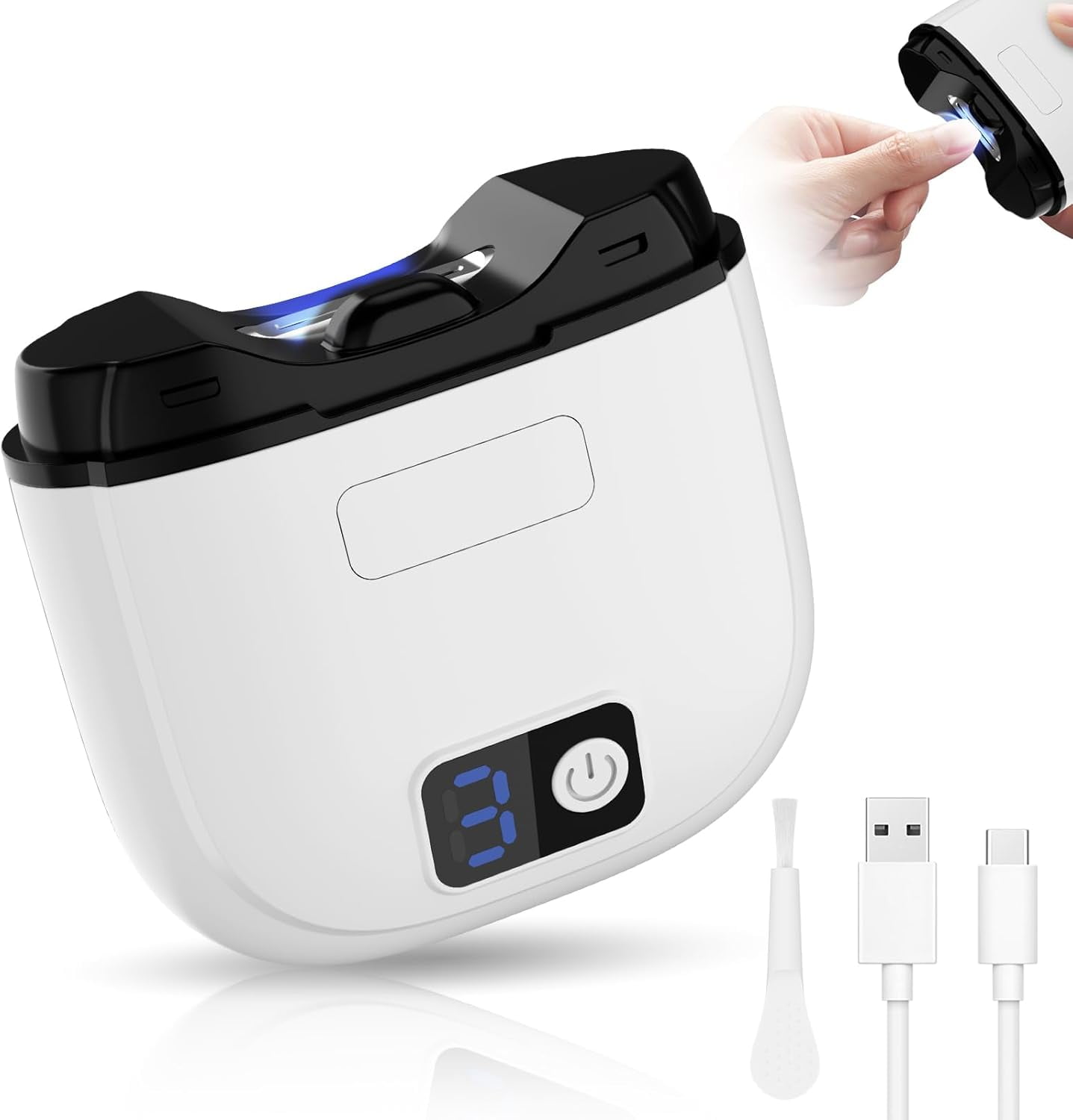 ABPETE 3 in 1 Electric Smart Nail Clippers,Electric Toe Nail Clippers with Polishing,3 Speeds,USB Rechargeable,Automatic Electric Nail File for Safe Nail File for Baby,Kids,Adults (White)