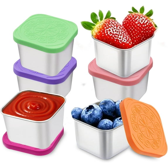 ABPETE 304 Premium Stainless Steel Snack Containers with Silicone Lids ...