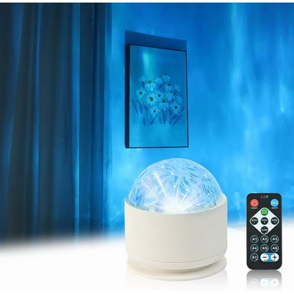 ABPETE 3D Water Ripple Projector Light,Ocean Wave Light with Remote, 16 Color LED Aurora Lights Projector Bedroom, USB Rechargeable Night Lights for Christmas (16 Color Rechargeable)