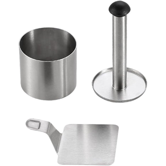ABPETE 3PCS Cake Rings Cooking Rings Dessert Mousse Mold Stainless Steel with Pusher for Desserts Making, Egg Ring Rice Ball Mould Mousse Cake Baking and Sushi (Circular Shape)