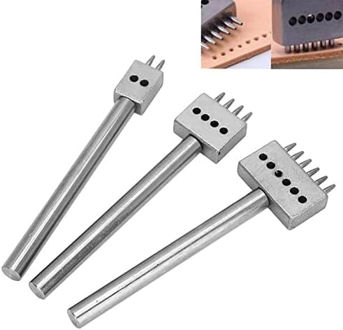 ABPETE 3PCS Profession Leather Hole Punch Tools, Cutting Stitch for Wallet Belt Spacing Punch Tool DIY Leather Craft Hole Punching Set Belt Hole Puncher(5mm Pitch (2 + 4 + 6))