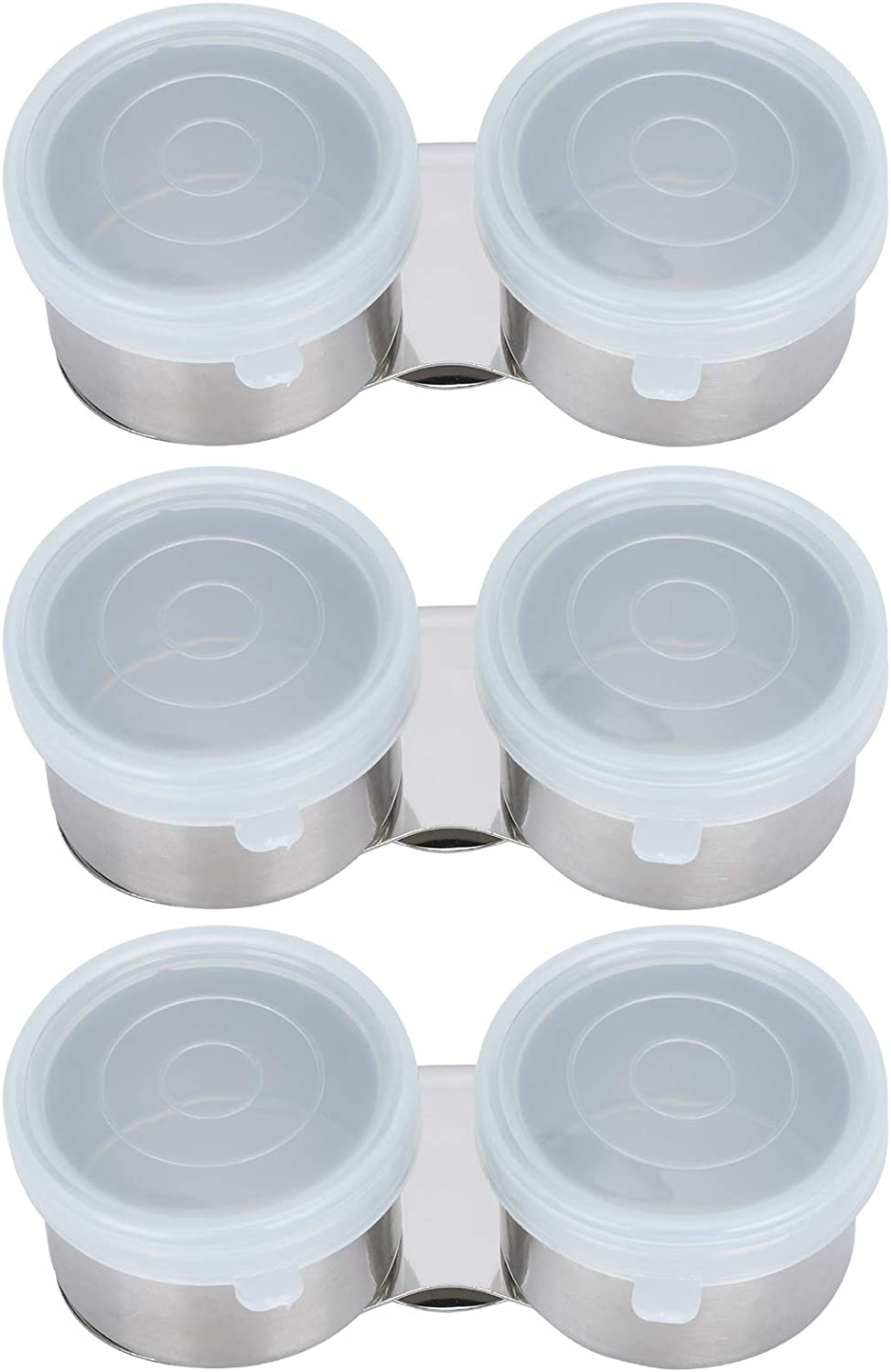 ABPETE 3Pcs Oil Painting Palette Cup, Stainless Steel Double Dipper Design with Lid, Clip Oil Container, Can Clip on Pe for Watercolor Acrylic