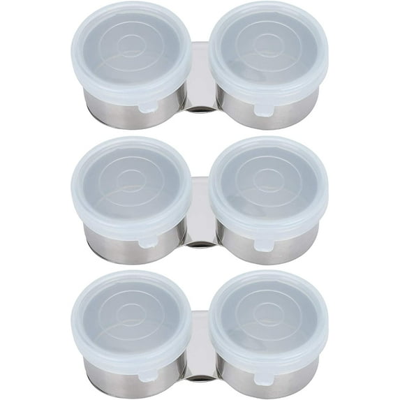 ABPETE 3Pcs Oil Painting Palette Cup, Stainless Steel Double Dipper Design with Lid, Clip Oil Container, Can Clip on Pe for Watercolor Acrylic