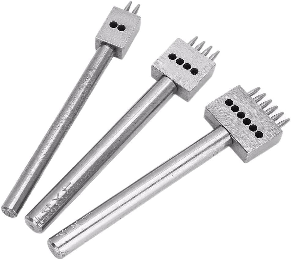ABPETE 3Pcs Profession Leather Hole Punch Tools, Cutting Stitch for Wallet Belt Spacing Punch Tool DIY Leather Craft Hole Punching Set Belt Hole Puncher(4mm Pitch (2 + 4 + 6))