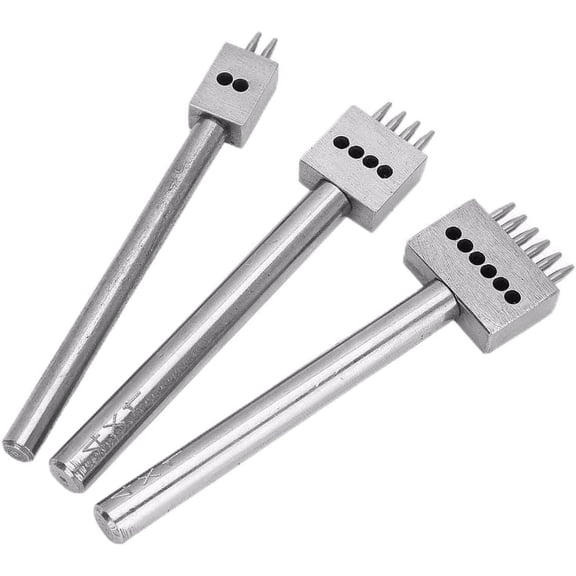 ABPETE 3Pcs Profession Leather Hole Punch Tools, Cutting Stitch for Wallet Belt Spacing Punch Tool DIY Leather Craft Hole Punching Set Belt Hole Puncher(4mm Pitch (2 + 4 + 6))