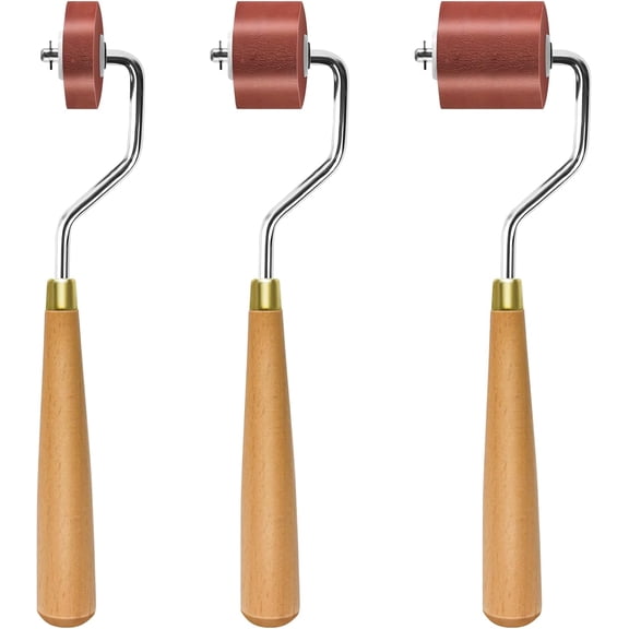 ABPETE 3pcs Rubber Rollers Brayer - Brayer Rollers for Crafting, Ink Roller Set with Comfort Grip for Printmaking, Crafts, and Stamping
