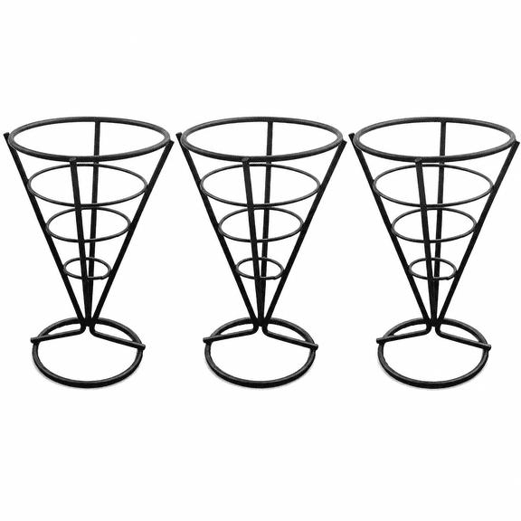ABPETE 3pcs Stainless Steel French Fries Holder Sauce Dipper Hollow Cone Stand for Snacks Appetizers and Fried Foods for Restaurants Bars and Parties