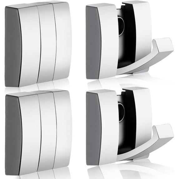 ABPETE 4 Pcs Folding Hideaway Coat Hooks Heavy Duty Wall Towel Hooks for Bathrooms Retractable Coat Space Aluminum Wall Hanging Holder for Closet Scarf Hat Robe Key Purse Bag(Silver)