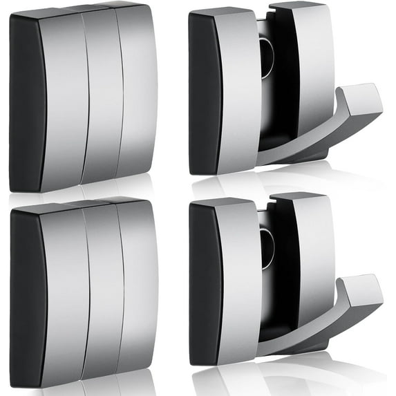 ABPETE 4 Pcs Folding Hideaway Coat Hooks Heavy Duty Wall Towel Hooks for Bathrooms Retractable Coat Space Aluminum Wall Hanging Holder for Closet Scarf Hat Robe Key Purse Bag(Gray)