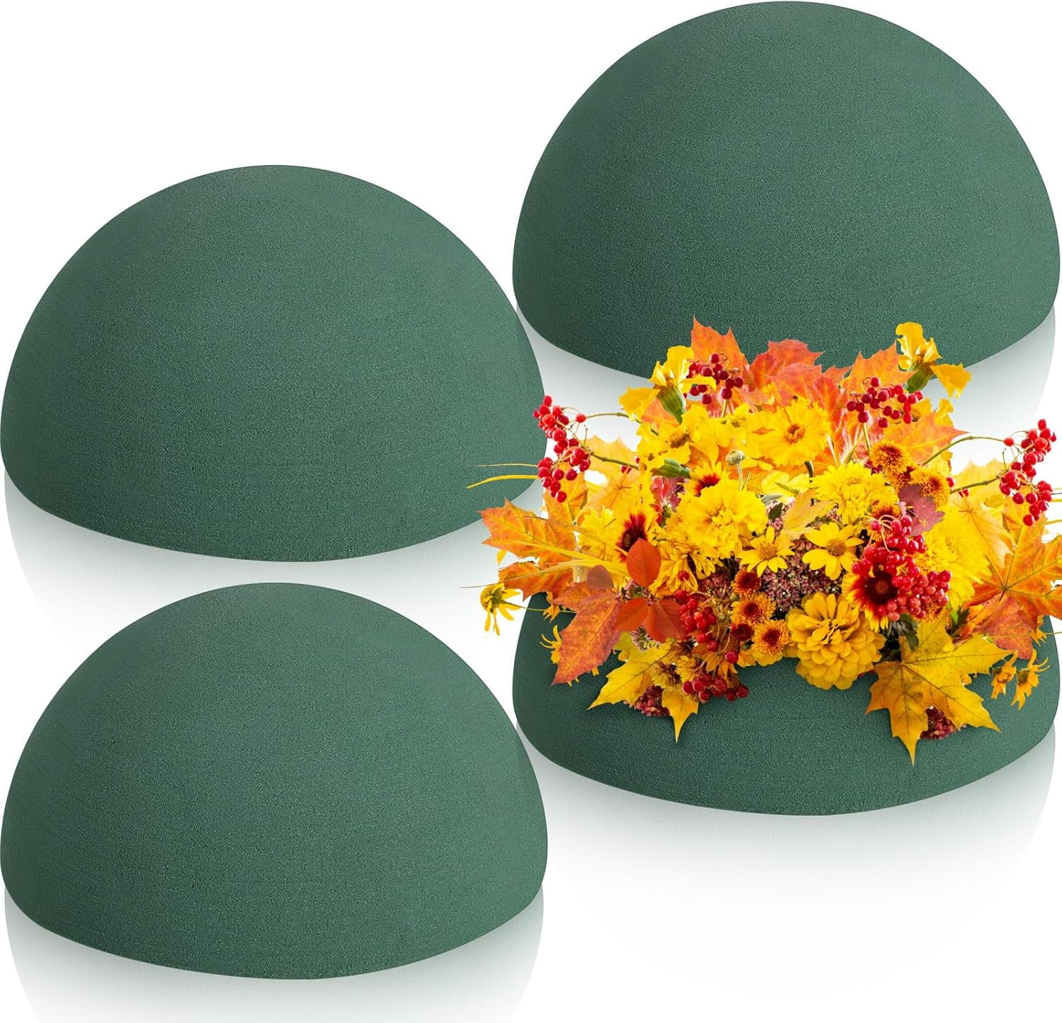 ABPETE 4 Pcs Half Ball Floral Foam Block Green Wet Dry Flower Foam Green Foam Balls Large Flower Craft for Wedding Artificial Flower Plant Bouquet Arrangement DIY Craft(5.51 x 2.76 Inch)