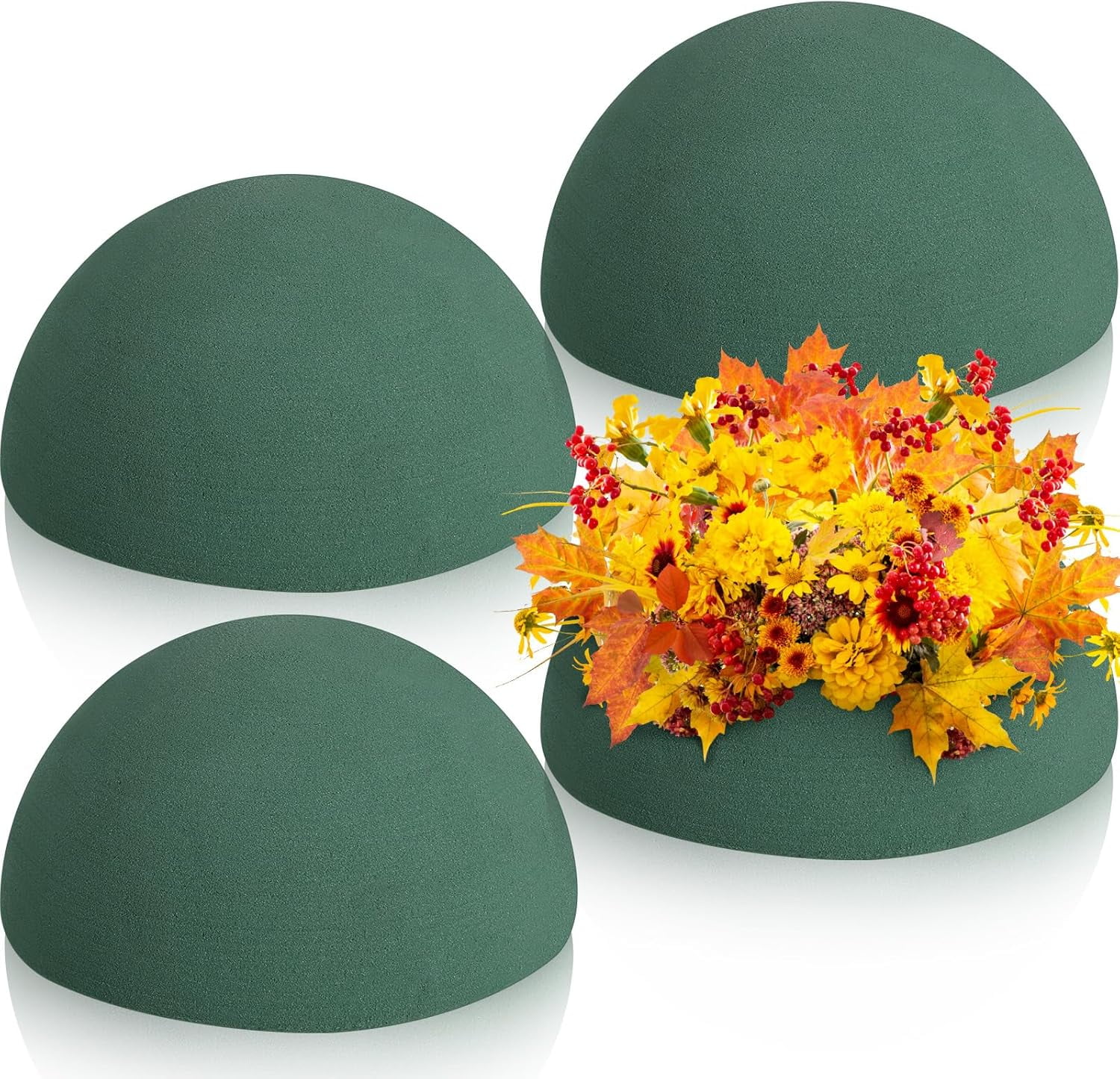 ABPETE 4 Pcs Half Ball Floral Foam Block Green Wet Dry Flower Foam Green Foam Balls Large Flower Craft for Wedding Artificial Flower Plant Bouquet Arrangement DIY Craft(4.72 x 2.36 Inch)