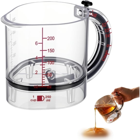 ABPETE 4-in-1 Adjustable Measuring Cup - Multi-Functional Up Cup Measuring Cup, with Adjustable Base & Scraper-Style Seal Base, Space-Saving Easy to Clean for Cooking and Baking & Ingredients