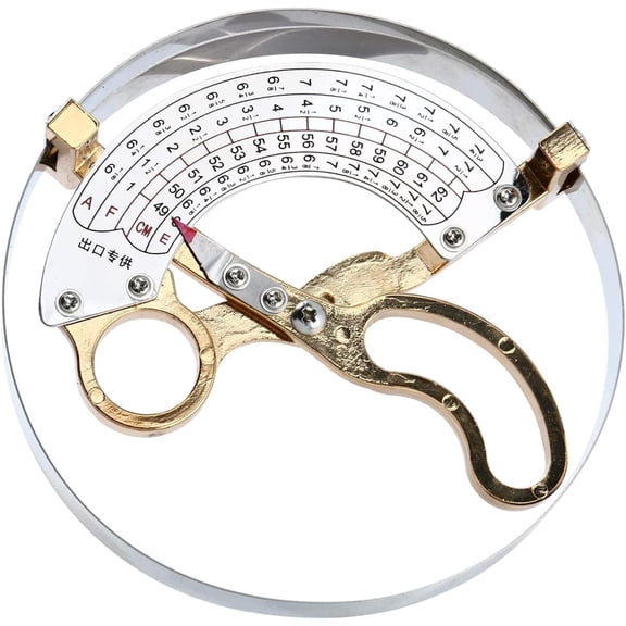 ABPETE 49-62cm Stainless Steel & Brass Hat Ruler Scissor Type Adult Hat Size Measuring Tools Handle Stainless Steel + Brass