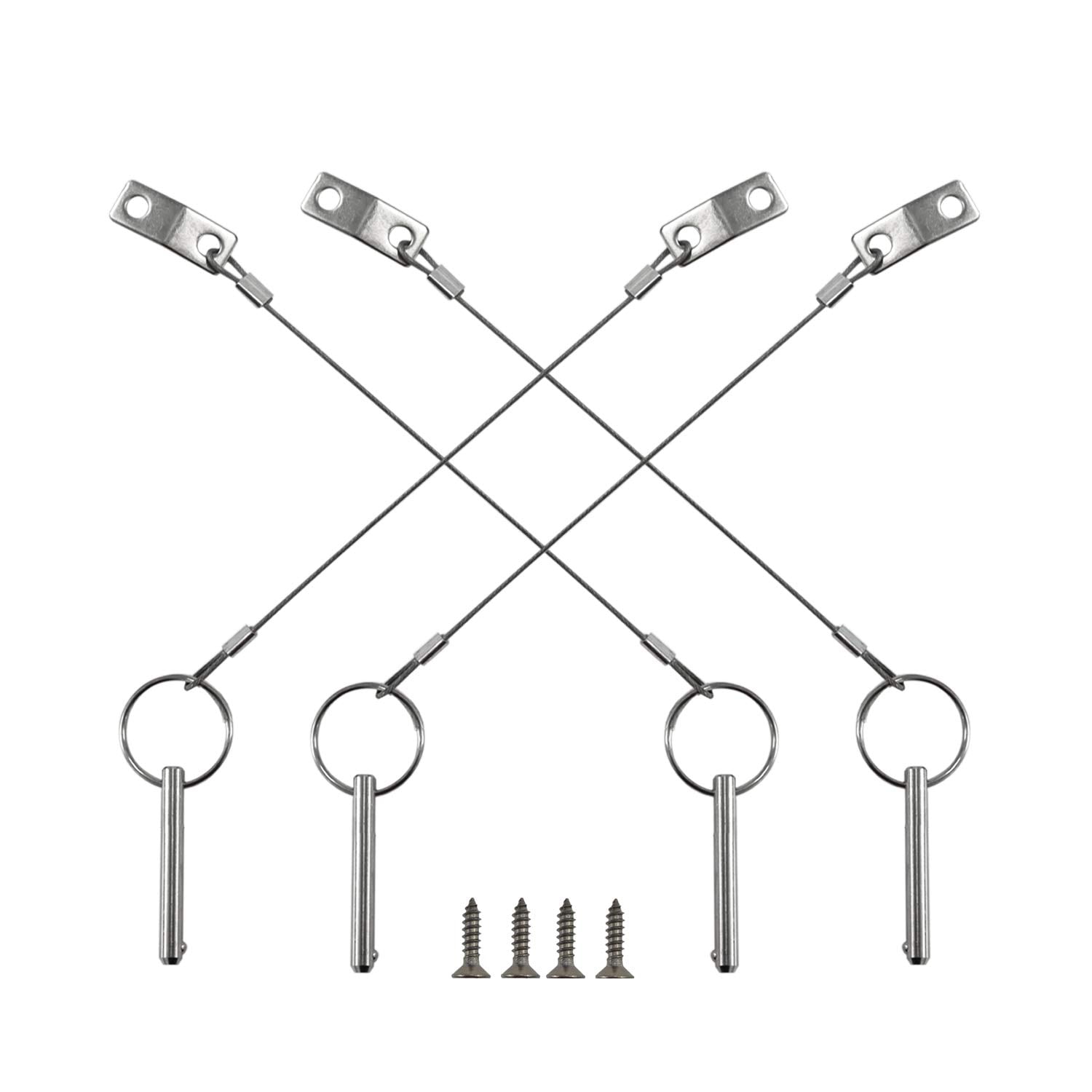 ABPETE 4PIECES of Quick Release Pin 1/4" Diameter, Usable Length 1-1/2"(38mm), Total Length 2"(51mm) Full 316 Stainless Steel, Bimini Top Pin, Marine Hardware