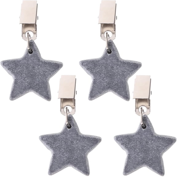 ABPETE 4Pcs Star Tablecloth Weights with Clips, Windproof Table Cover Weights for Patio, Picnic, Garden Flag, and Outdoor Curtain Decoration, Grey, 1.57x1.57x0.39in