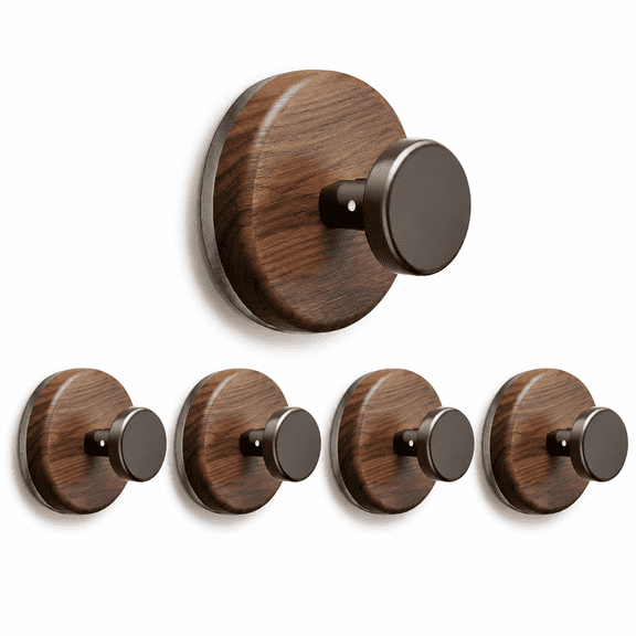 ABPETE 5 Pack Suction Cup Wreath Hangers, Reusable Heavy Duty Wreath Hooks with Wood Grain Base, 10 lb Hold for Glass Doors, Windows, Christmas and Seasonal Decor