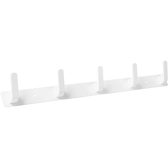 ABPETE 5 White Wall Mounted Towel Hooks for Bathrooms, Farmhouse Style, Adhesive Stick on Wall Hook Rack for Bath Towels, Robes, Hats, Keys