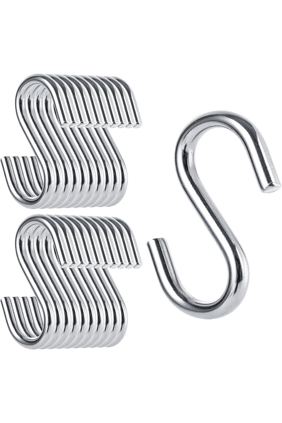 50 Pcs Heavy Duty S Hooks for Hanging, 304 Stainless Steel S Shaped Hooks, 2 in Long Metal Hangers Hanging Hooks for Kitchen, Work Shop, Bathroom, Garden, Max 176 Lbs