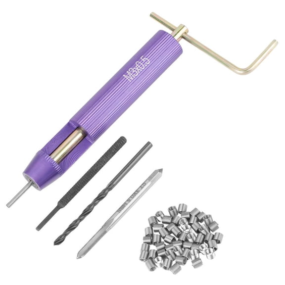 ABPETE 50pcs Thread Repair Kit, M3 x 2D Stainless Steel Coiled Wire Thread Insert Combination Tool Set for Restoring Damaged Wires in Steel, Iron, Aluminum