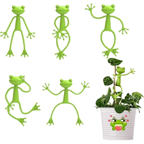 ABPETE 5Pcs Frog Plant Stand Green Frog Plant Supports Holder Cute Stable Large Support for Potted Plants Succulents Garden Decor Planter Funny Gift