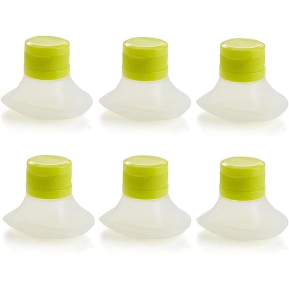 ABPETE 6 Packs Portable Salad Dressing Containers, Silicone Squeeze Bottle Leak Proof Cap Kitchen Tool Small Dip Condiment Dispensers Mini Food Storage Containers (6)