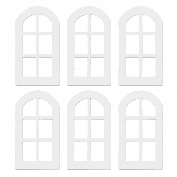 ABPETE 6PCS Dollhouse Windows, Wooden Miniature Tiny Window Frame Furniture for 1:12 Scale Doll House