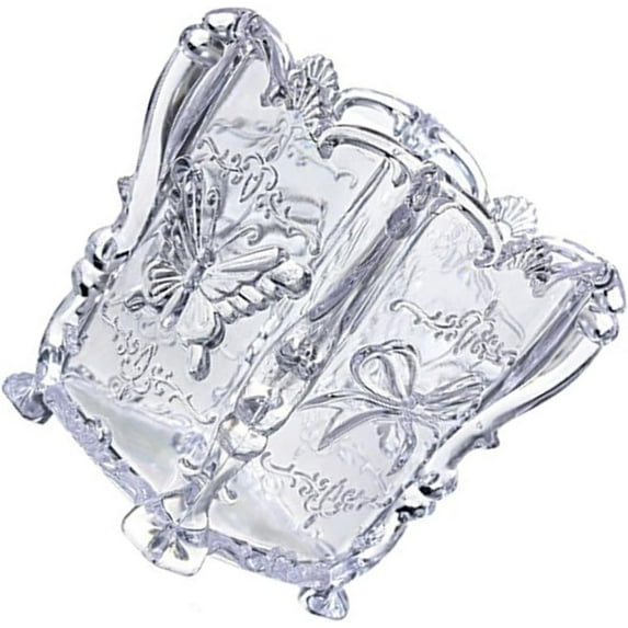 ABPETE Acrylic Butterfly Combs Holder,Vintage Carved Holder  Makeup Brushes, Pens & Cosmetics,Desk Storage for Home Office(Transparent)