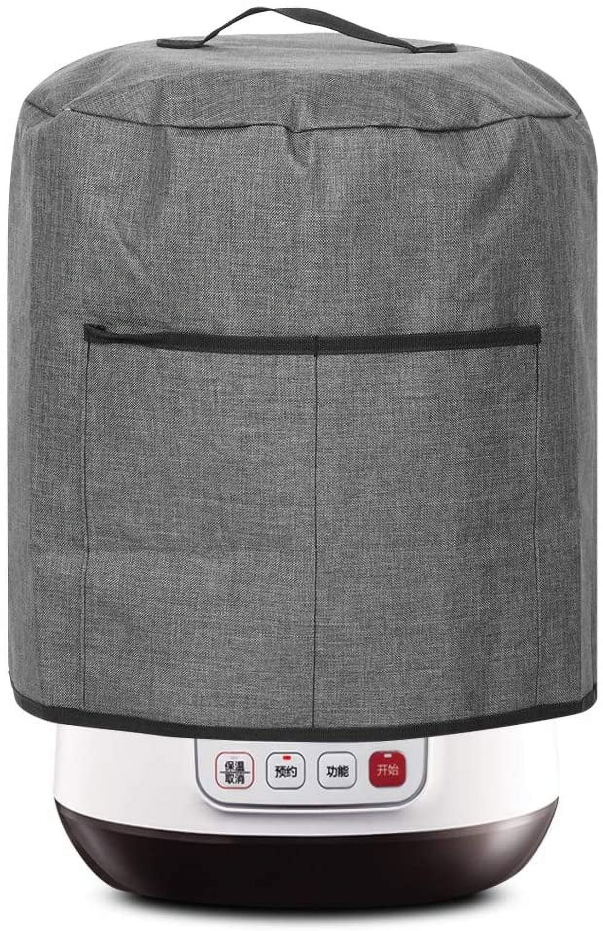 ABPETE Air Fryer Cover Dust Cover, Round Protective Cover Bag Small Household Appliance Dust Cover with 2 Pocket and Handle for Electric Pressure/Rice Cooker, 38x38.7cm/15x15.2in(Black)
