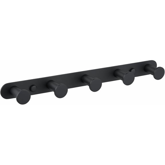 ABPETE Angle Simple Towel Hook Rack Matte Black, SUS304 Stainless Steel Bathroom Hook Rail 5 Hooks, Utility Kitchen Towel Holder, Wall Mount