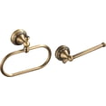 thumbnail image 1 of ABPETE Antique Brass Toilet Paper Holder, Brass Towel Ring Oval, Hand Towel Holder Bathroom Accessories Wall Mounted Vintage 2 Pieces, 1 of 7
