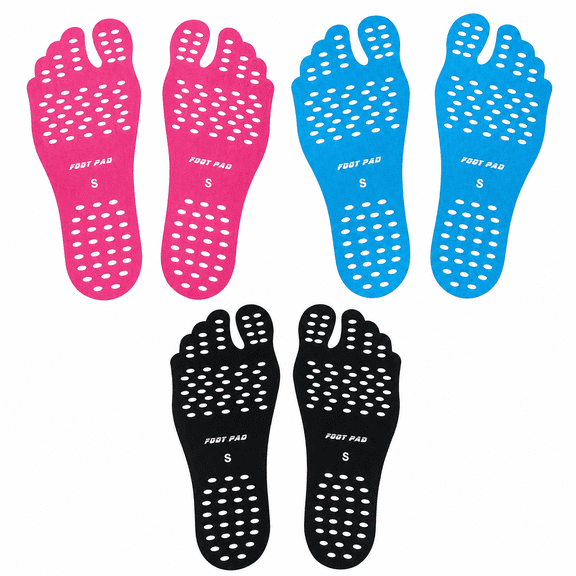 ABPETE Beach Foot Pads, 3 Packs Invisible Adhesive Barefoot Soles, S Size Stick-on Foot Pads for Beach, Pool, Spa, Hot Sand, Walking and Water Sports