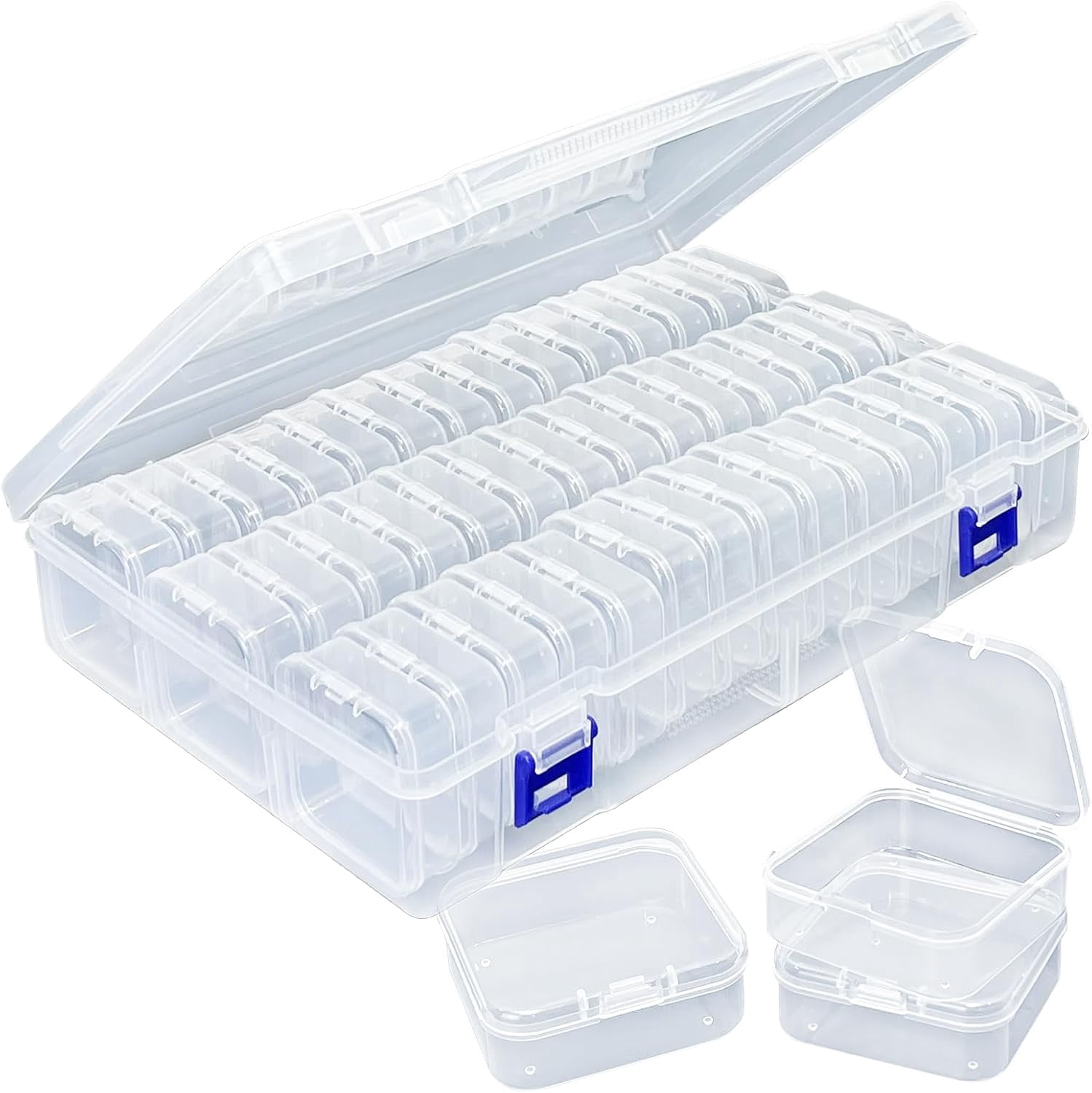 ABPETE Bead Organizer Box, Clear Plastic Storage Containers with Hinged Lids for Jewelry Making, Crafts, Beads, Small Parts Organization, Mini Craft Supply Cases(45 Pack)