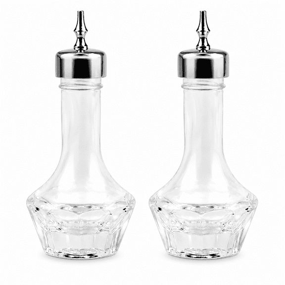 ABPETE 2-Piece Bitters Bottle Set, 30ML Glass Dash Bottles with Metal Pour Spouts for Cocktails, Bartending, Home Bar and Restaurant, 4.33 Inch