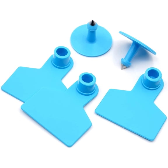 ABPETE Blank Ear Tags 100 Pieces Livestock Identification Cards Blank Livestock Ear Tags for Cattle Cow Pig Goat Sheep Dog (Blue)