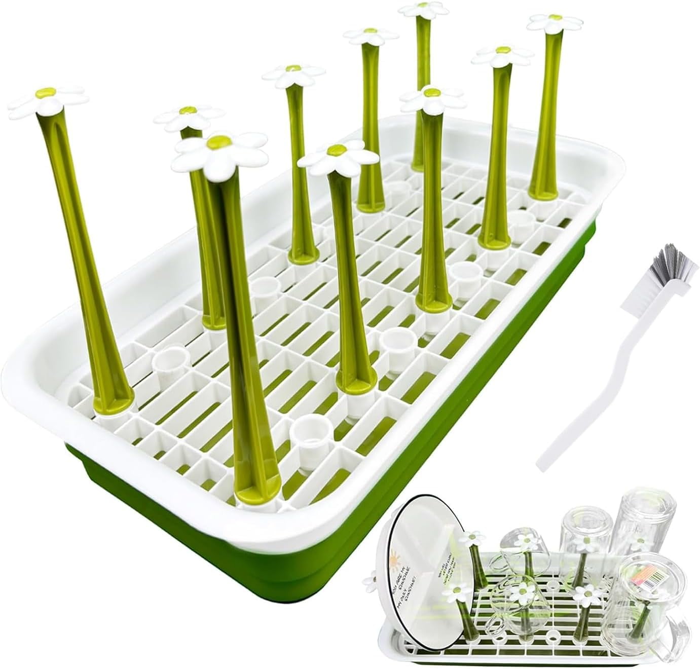 ABPETE Removable Large Water Bottle Drying Rack, Vertical Bottle Drying Rack Kitchen Counter for Drinking Glass, Insulated Mugs, Baby Bottles, Sports Bottles, Plastic Bag, Wine Glass.