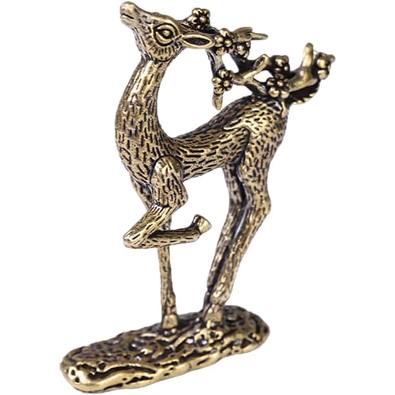 ABPETE Brass Deer - Deer Figurine Home Decor Reindeer Sculpture Christmas Decor Christmas Elk Statues for Office Bookshelf Desktop Decoration